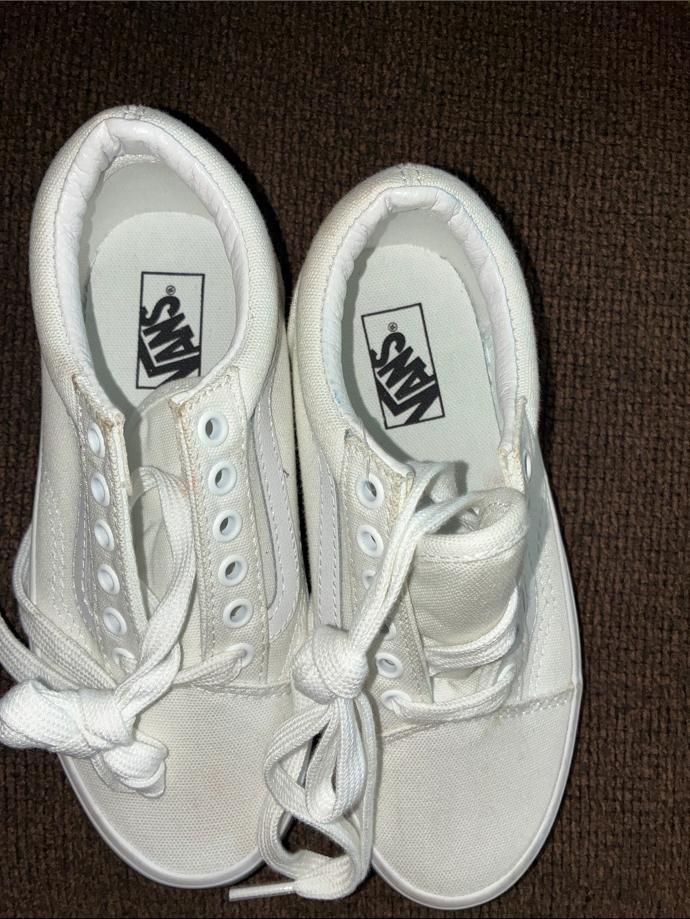Vans Kids White Low-Top Canvas Sneakers